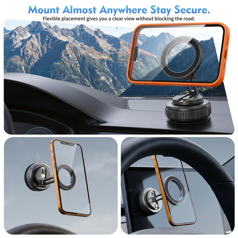 Magnetic Car Phone Holder for Magsafe, Upgraded Strongest Magnet 360° Adjustable Magnetic Phone Mount for Car,Phone Bracket for iPhone 17 16 15 14 13 12 Plus Pro Max Mini
