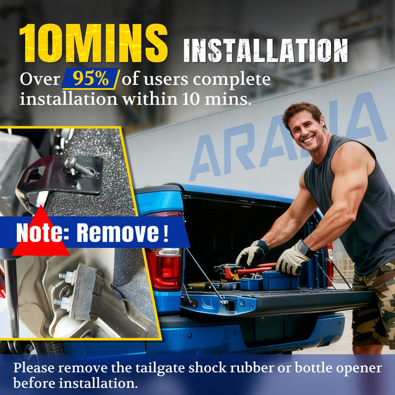 ARANA Tailgate Assist Shock for Ford Maverick, 2022-2025 Maverick Truck Tailgate Soft Open Accessories, Tail Gate Mods Damper Kit Fits Ford Maverick Hybrid XL XLT LARIAT(All Tools Provided) 43207