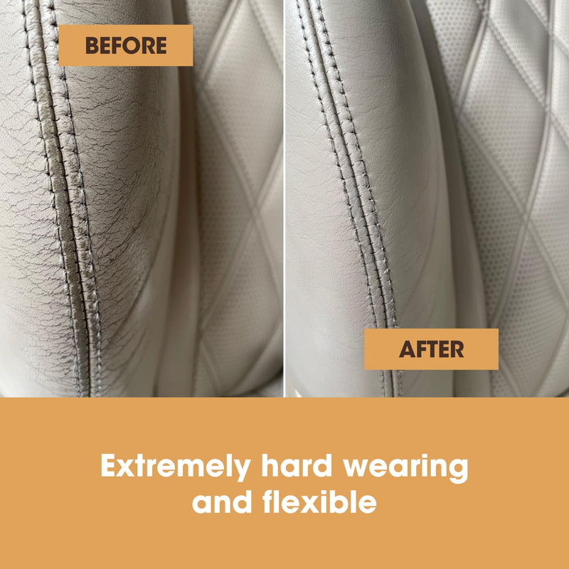 Furniture Clinic Leather Repair Paint | 2-in-1 Seal and Color | Use on Scratches, Tears, and Holes in Car Seats, Furniture | Quick and Easy Leather Repair Kit for Furniture (Ivory, 500ml / 17oz) Ivory