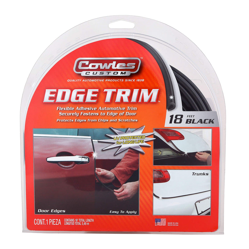 Cowles Custom - Superior 18feet Black U-Channel Edge Guard Trim, Rubber Bumper Protector Accessory, Door Guard for Cars, Trucks, SUVs, ATVs, Boats 18 ft