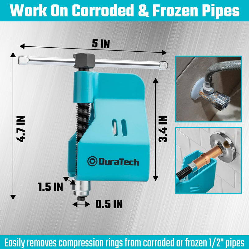DURATECH Compression Sleeve Puller Tool, Remove 1/2 ” Ferrule and Nut of Copper Tubing, Blue, Without Damage, Corrosion Resistance, Plumbing Tools in Kitchen, Sinks, and Bathtubs