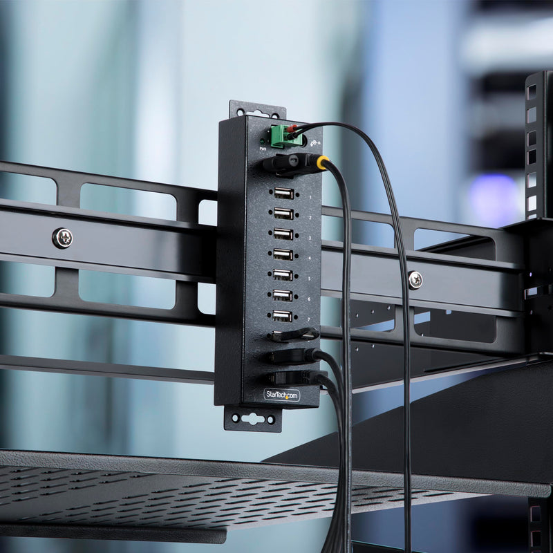 StarTech.com 10-Port Industrial USB 2.0 Hub, Rugged USB Hub w/ESD Level 4 Protection, DIN/Wall/Desk-Mountable USB-A Hub, USB Port Expander w/Lockable Ports, USB Expansion Hub, TAA