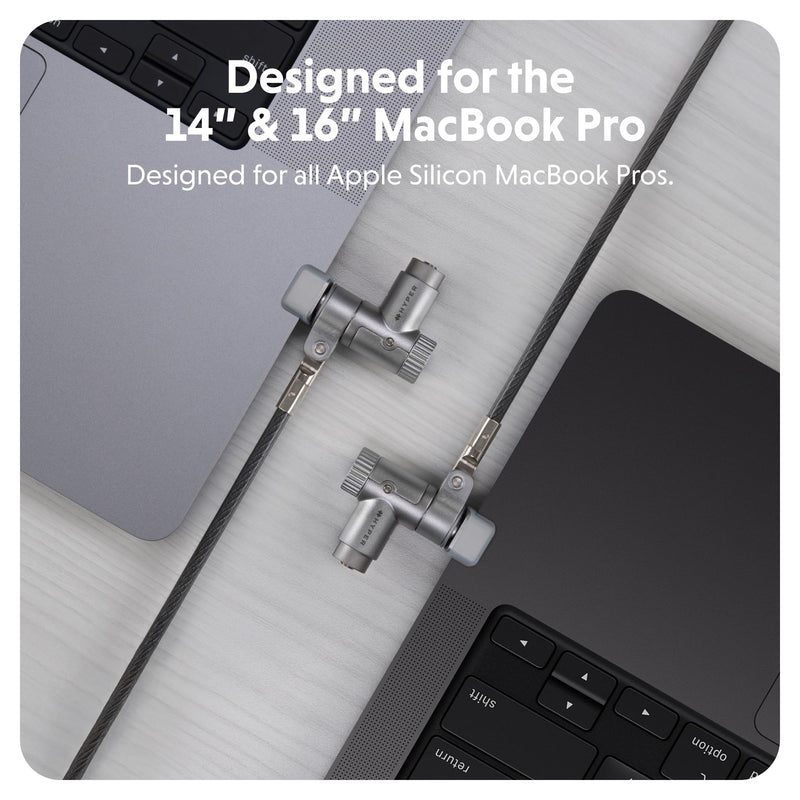HyperShield MacBook Pro Cable Laptop Lock — Tool-Free MacBook Security Lock w/ 6.5 Ft. Steel Cable, Full Port Access — for 14” & 16” Apple Silicon Devices — Ideal for Public Spaces