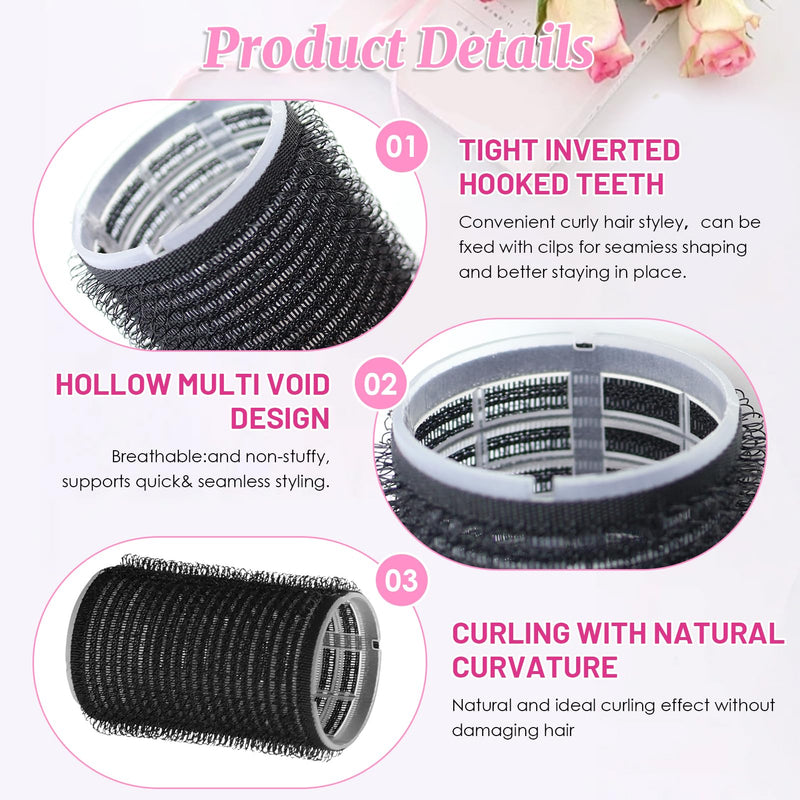 28 Pcs Self Grip Hair Rollers Set with Clips, Heatless Curlers for Short, Medium and Long Hair, Salon Hairdressing Rollers for Hair Volume, DIY Styling Tools for Women