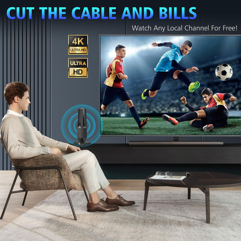 2026 TV Antenna,TV Antenna for Local Channels with 4500 Miles Range,Digital TV Antennas Support 8K 4K 1080P All TVs,Smart TV Antenna Easy Installation 360° Reception-HDTV TV Antenna Indoor 35ft Coax Dark Black