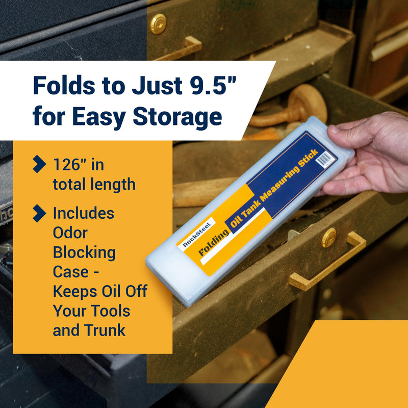 Folding Oil Tank Measuring Stick | Snap-Straight Heating Fuel Oil Tank Gauge 275 Gallon & More, Easy To Read & Portable Folding Measuring Stick Gauge, Includes Plastic Carrying Case To Avoid a Mess