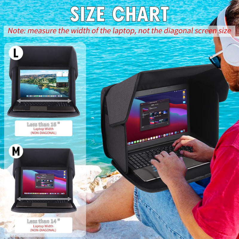 Laptop Sun Shade,Laptop Sun Glare Shield Privacy Screen Hood Laptop Sunshade Bag for Working Outside Outdoor Foldable Laptop Shield Cover Outside (Patent Pending) 12-14in