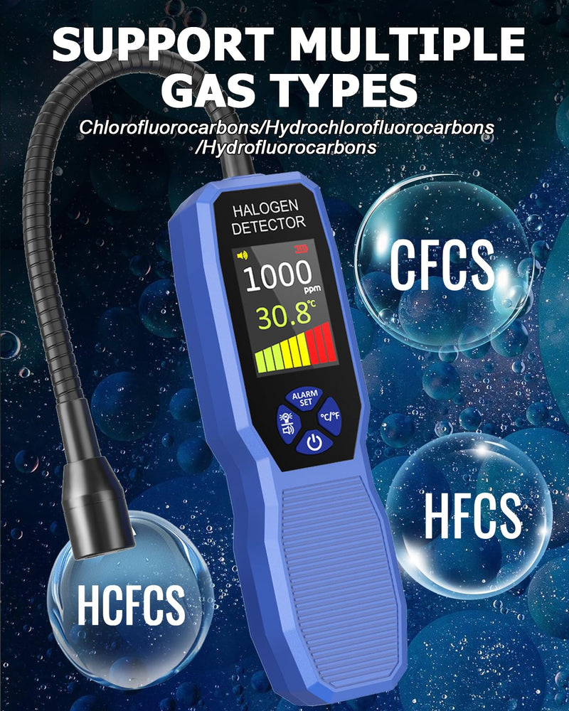 THIPKO HVAC Refrigerant Leak Detector, Freon Leak Sniffer for R134a R410A R22 R32 R1234yf, Halogen Gas Detector for Automotive AC Repair & Air Conditioning with LCD Display & Audio Alarm