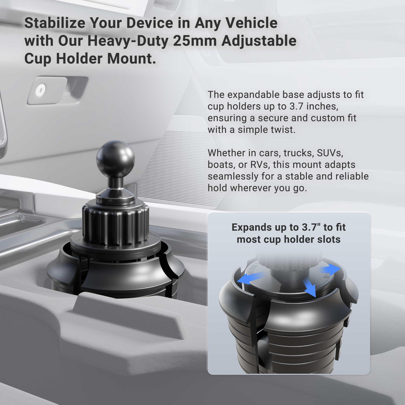ARKON Mounts RoadVise XL Car Cup Phone Holder and Mount Universal Phone Fit Extendable Cup Mount System Adjustable Arm Compatible with iPhone, Galaxy, Google, & More