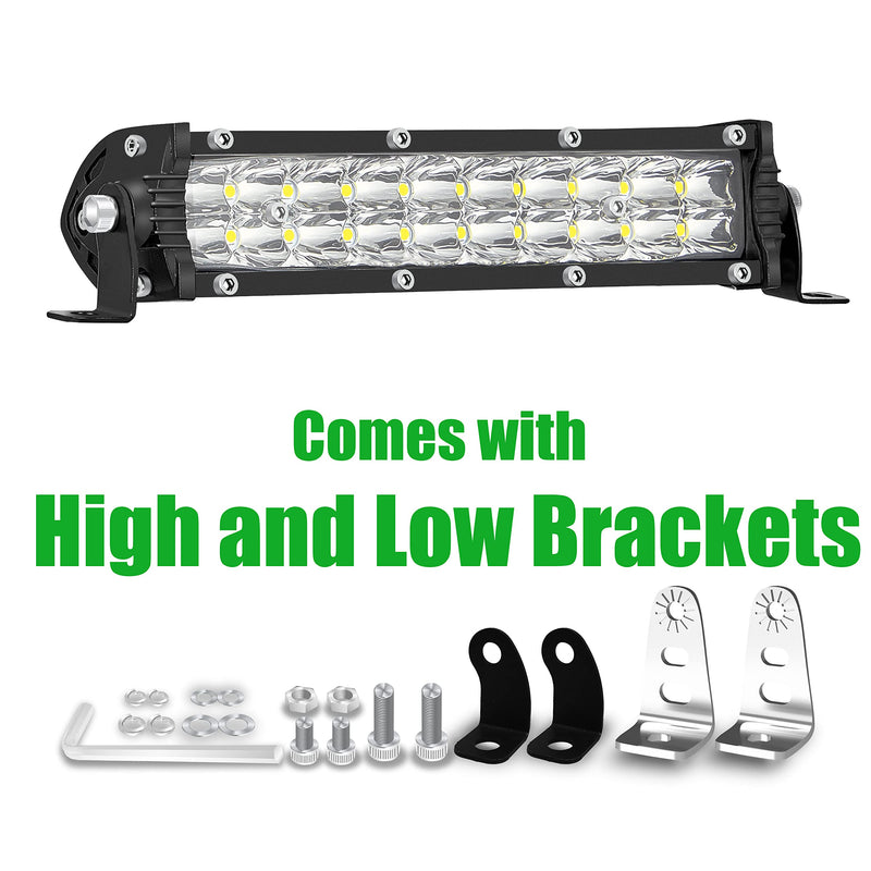 7 Inch Slim LED Light Bar for Truck Tractor, Small LED Pods Off Road Driving Auxiliary Fog Lights 60W 6000lm, Waterproof Flood Work Light Bar for ATV UTV RZR RC RV Lawn Mower Golf Cart E-Bike 7 Inch