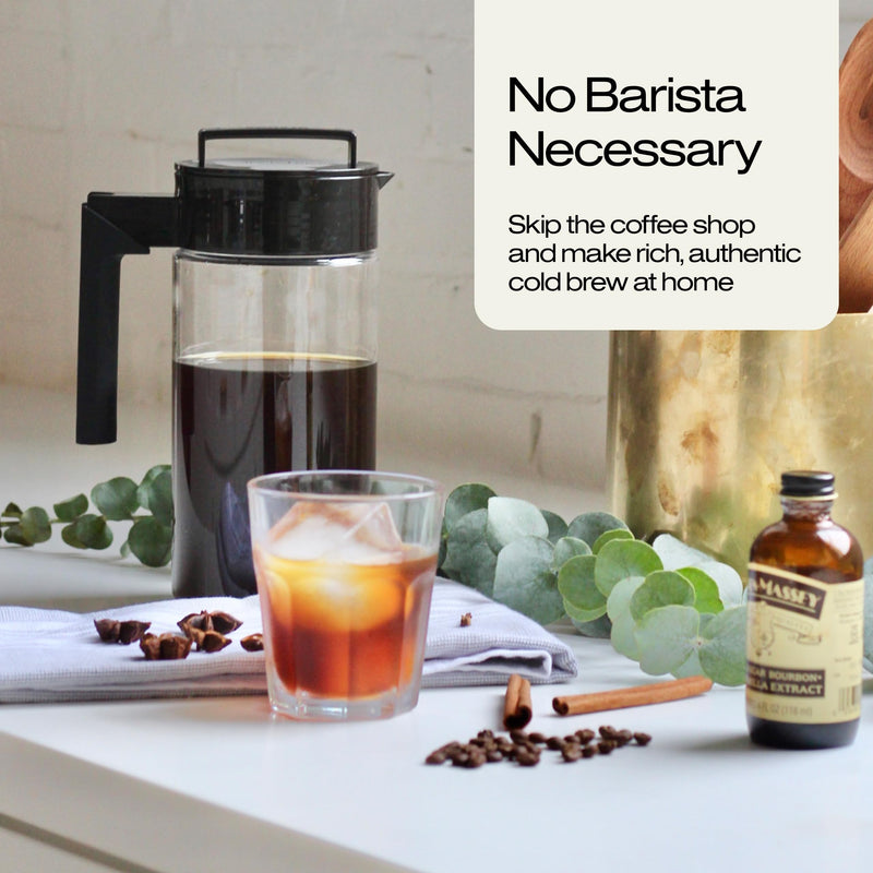 Takeya Tritan Cold Brew Coffee Maker - Airtight Pitcher with Leak-Free Lid - BPA-Free Cold Brew Maker with Silicone Handle - Dishwasher-Safe Pitcher for Homemade Cold Brew - 2 Quart, Black 2 qt
