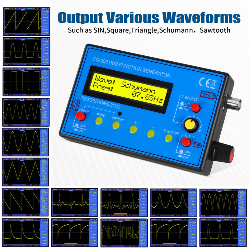 Mini DDS Signal Generator,1Hz-500kHz Multifunction Waveform Generator Signal Source with 7.83Hz Schumann Resonator, Ideal for Audio Testing, Oscilloscope Calibration, Tracking Down Circuit Faults