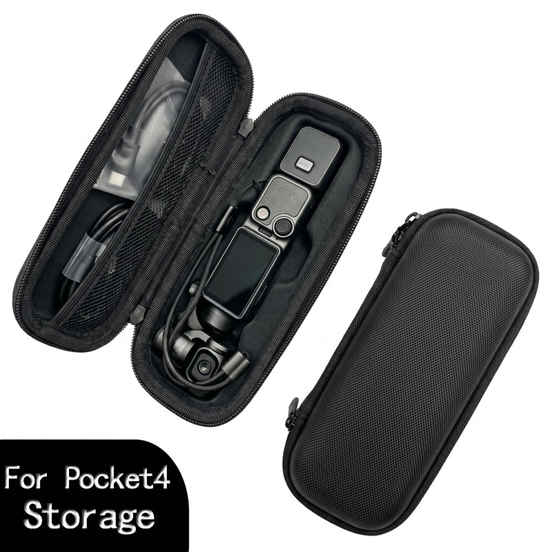 Hard EVA Carrying Case Compatible with DJI Osmo Pocket 4, Portable Travel Storage Bag Protective Shell Cover for Handheld Gimbal Camera, Mic 3 Transmitter, Data Cable and Accessories Black
