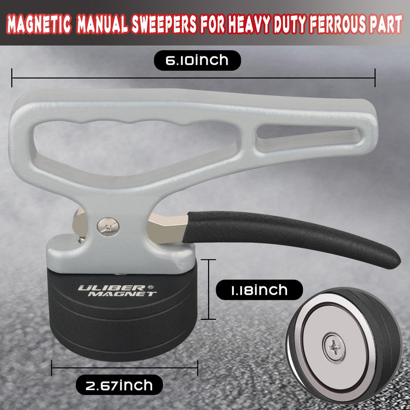ULIBERMAGNET Heavy Duty Strong Magnetic Pickup Tool,Magnetic Lifting with Quick Release,Portable Material Collector with Ergonomic Handle for Iron Plate,Tool Steel,Laser Cutting 1PACK Magnetic Pickup Tool for Heavy Duty Plate