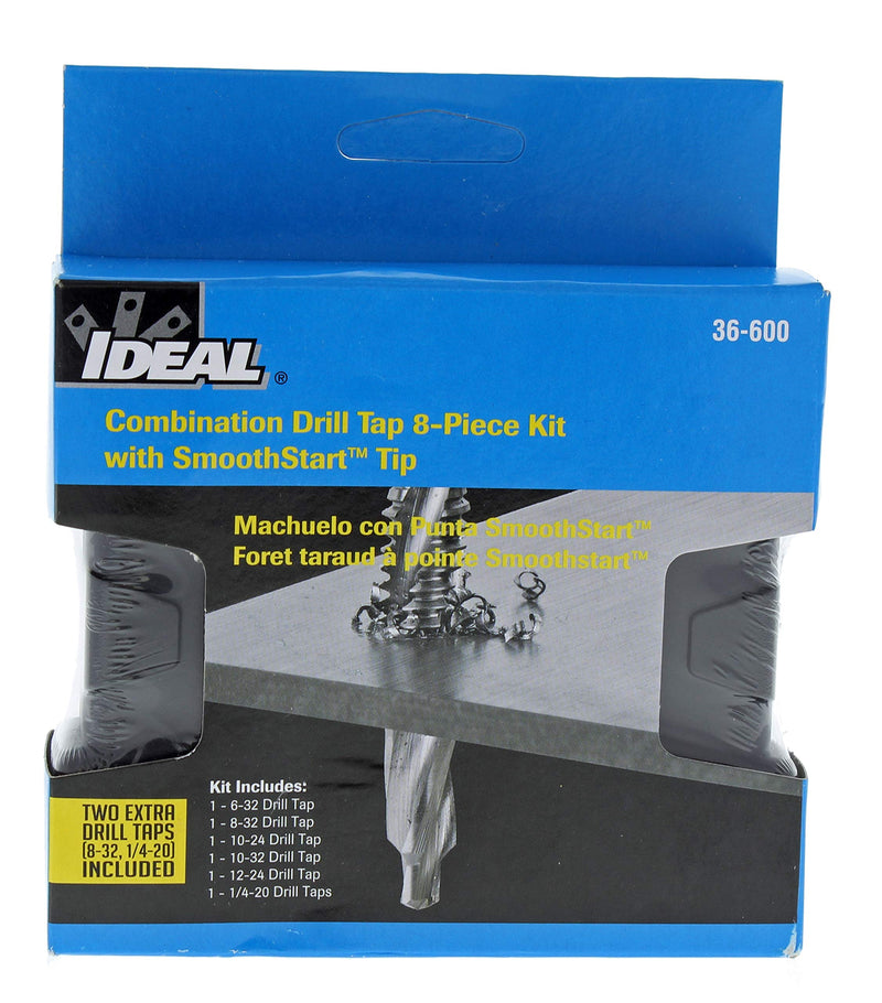 Ideal Electrical 36-600 Standard Drill/Taps - (8 Piece) 1/4 in. Hex Shank, Drilling, Tapping, HSS Bit Kit