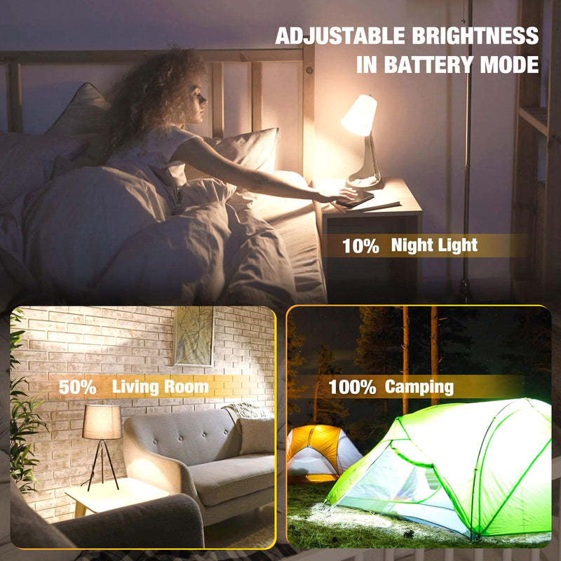 Rechargeable Emergency LED Light Bulbs, Light Up to 84 hrs, Battery Operated Light Bulb, Self-Charging Light Bulb 1500mAh Battery Backup Light Bulbs for Home Power Failure (E26 6 Pk Daylight) ZSHLQ-6P