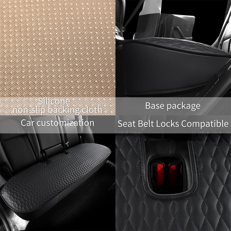  [AUSTRALIA] - SanQing 2PCS Car Seat Cover Luxury Napa Leather Rear Seat Covers for Tesla Model 3 Car Seat Bottom,Heavy Duty Seat Cushion Protector Without Backrest (Leather Black Rear, Model 3) Leather Black Rear