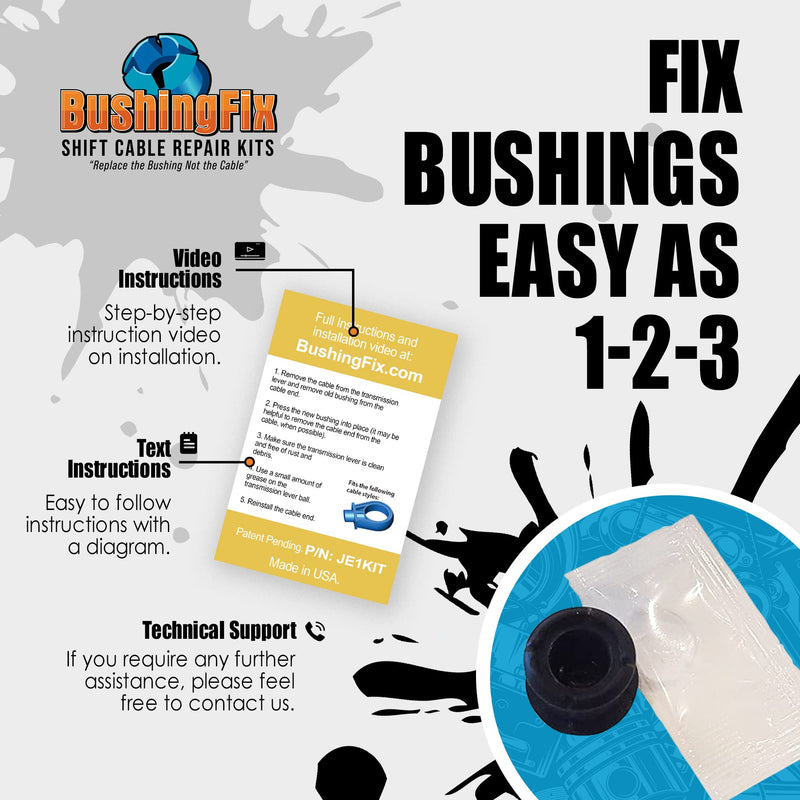 BushingFix JE1Kit - Automatic Transmission Shift Cable Bushing Repair Kit, Replacement Shifter Cable Bushing, Quality Transmission Repair Kit, Compatible with Volkswagen, Audi, Porsche & Other Brands