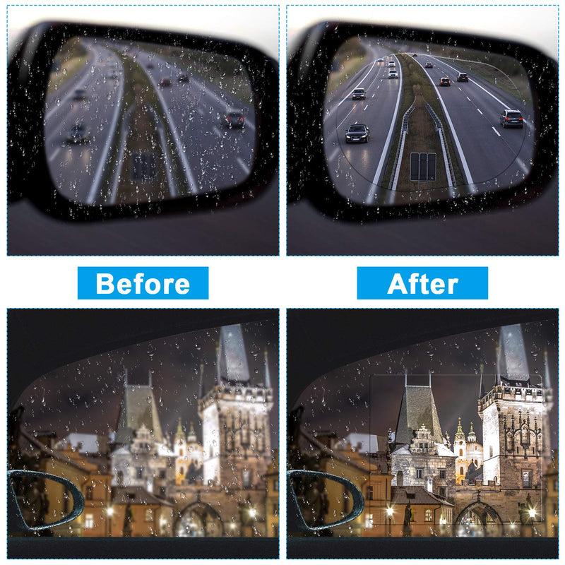Boao 16 Pieces Car Waterproof Film Anti Rain Mirror Film Waterproof Car Blind Spot Side View Mirror Film Frameless Convex Rear View Mirror Rainproof for Cars Suv Trucks Bus