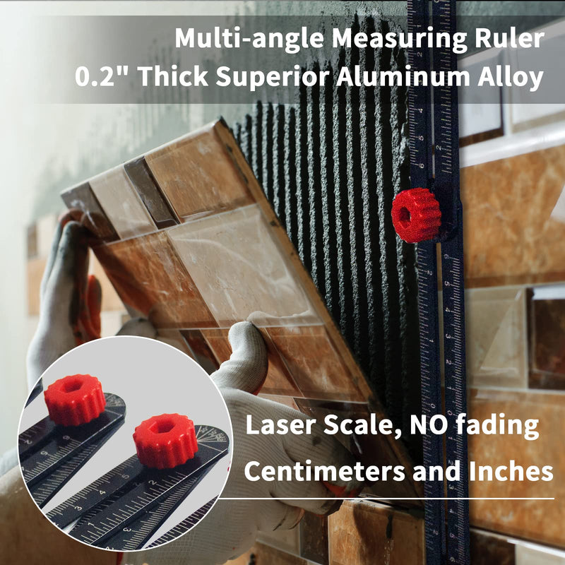 WiseWater 16-Sided Multi Angle Measuring Ruler, Aluminum Alloy Angle Finder | Durable aluminum alloy for precise measurement transfer and layout marking in tile, flooring, carpentry and DIY projects