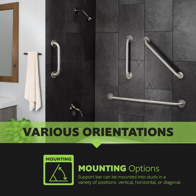 Homewerks 068 HW11424SS 24 inch Bathroom Grab Bar with 1-1/4 Inch Diameter and Concealed Screws ADA Compliant, Stainless Steel 1.25 Inch Diameter