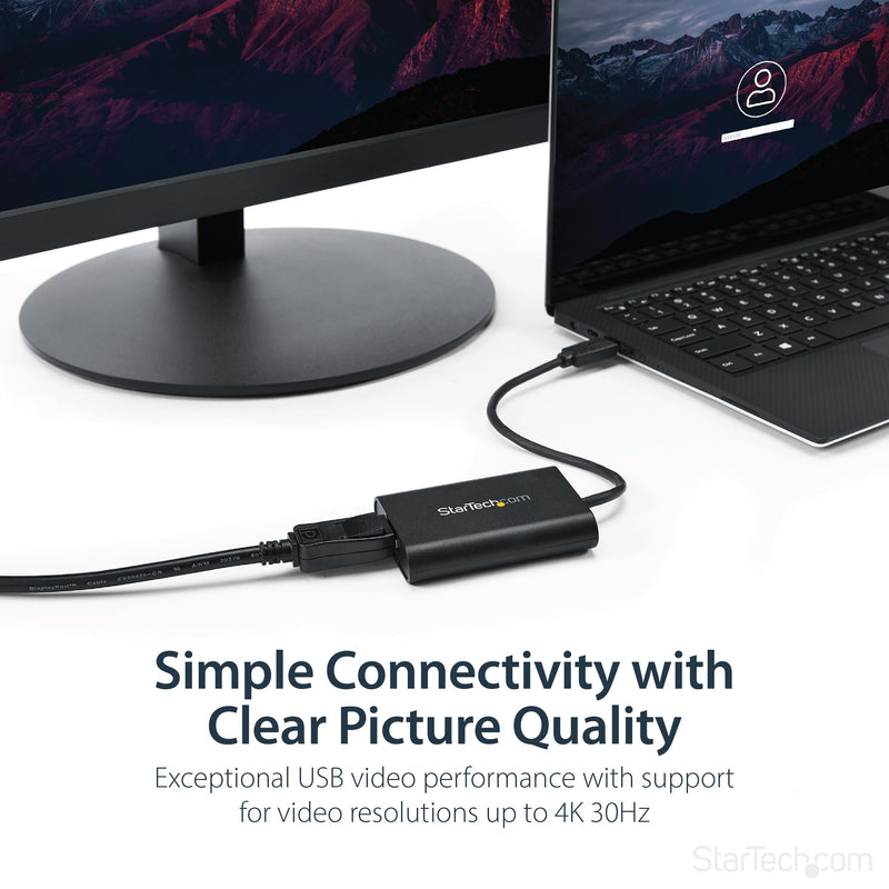 StarTech.com USB 3.0 to DisplayPort Adapter, 4K 30Hz, USB-A to Single DP Monitor, USB Video Adapter Converter, Windows Only
