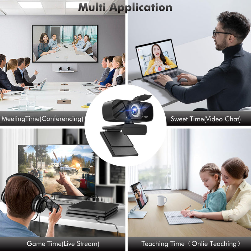 HD Pro PC Webcam, Full HD 1080p/30fps Video, Clear Audio, 120° FOV, Light Correction, Works with Microsoft Teams, Google Meet, Zoom, Mac/Laptop
