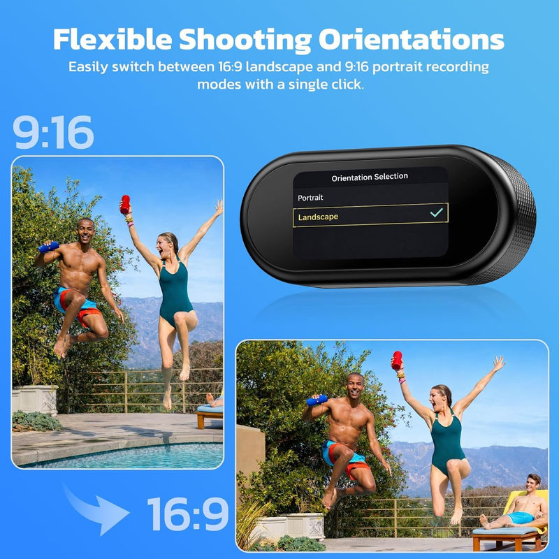 4K Mini Body Camera with 64GB Card Thumb Action Camera with 1.47" Screen, WiFi Magnetic Mount Wearable Hands-Free POV Camera for Pet Bike Cycling Sport Vlogging pitch-black