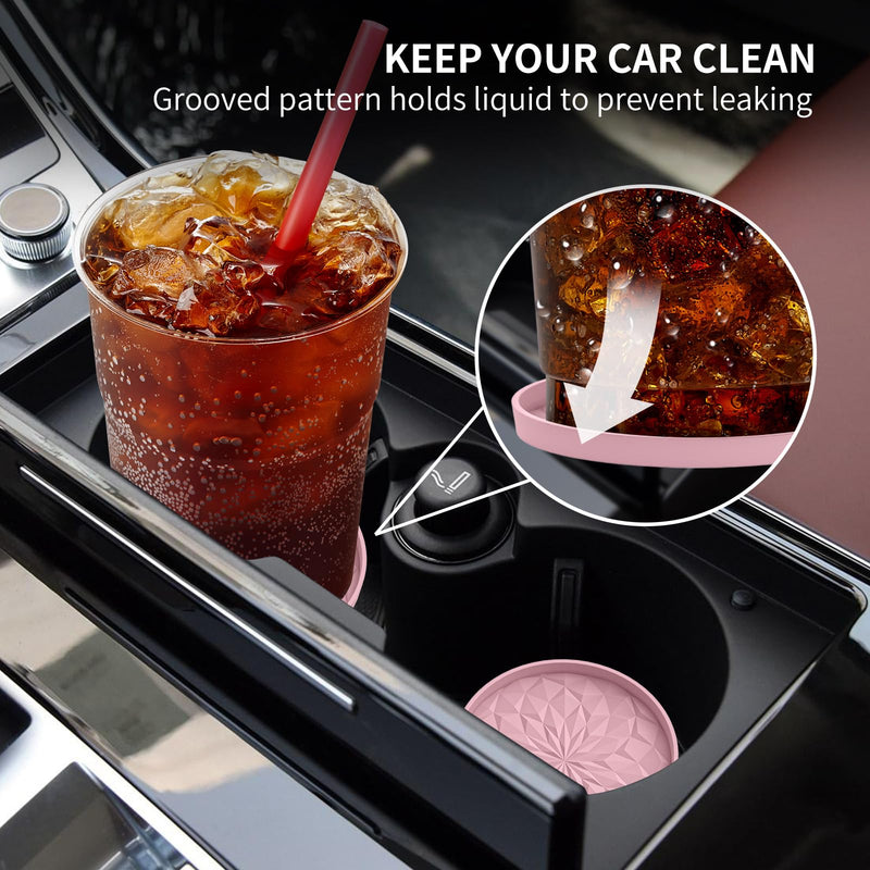 ME.FAN Car Coasters for Cup Holders [4 Pack] - 2.75In Silicone Auto Mug Mats - Universal Non-Slip Recessed Car Interior AccessoriesDusty Rose 4 Pack-dusty Rose