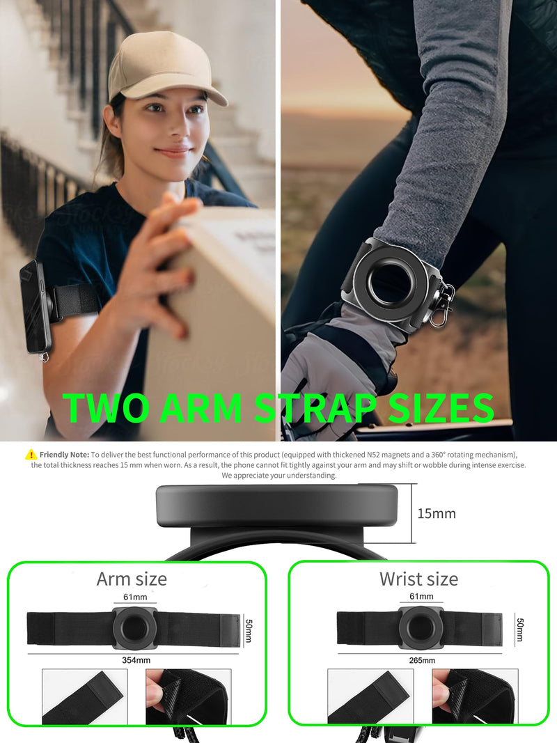Running Phone Armband&Wristband Holder, Upgraded N52 Magnetic Telescopic Anti-Drop Lanyard, 360° Rotatable Strap for iPhone Samsung Android