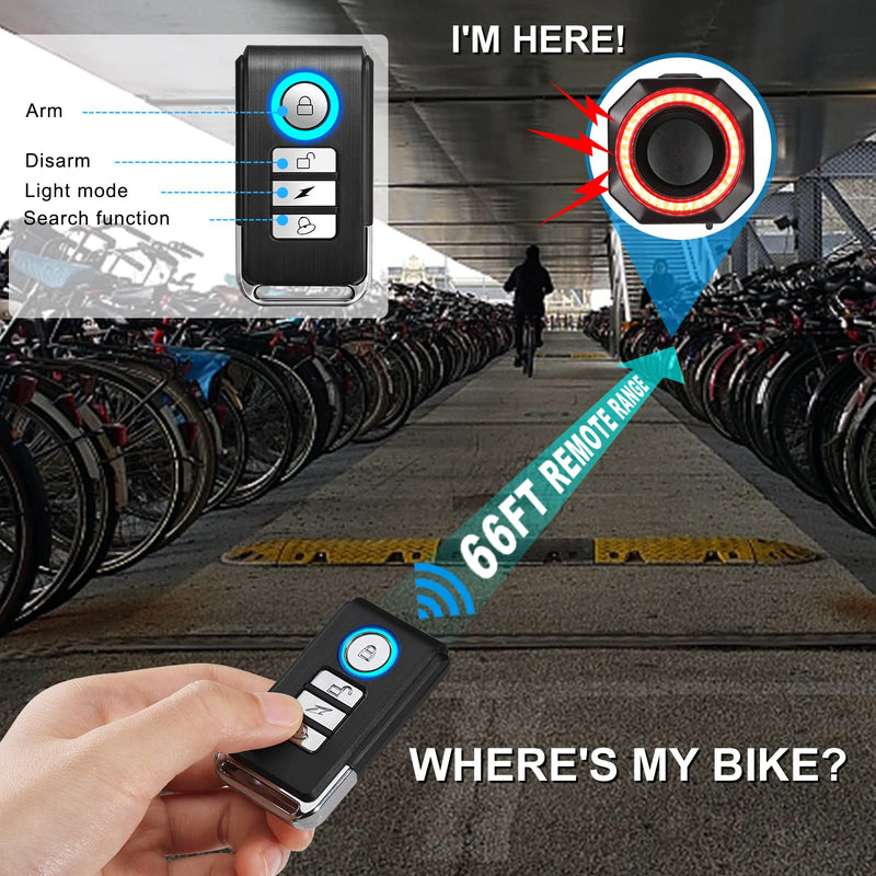 WSDCAM Smart Bike Tail Light Alarm Bike Brake Light Auto ON/Off Anti Theft Bike Alarm with Remote Waterproof Bicycle Alarm Rear Bike Light Bicycle Tail Light LED Rechargeable