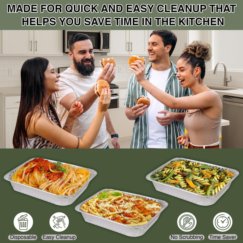 INFINITY EL 10 Pack FULL SIZE DEEP Disposable Aluminum Foil Pans 20.5" x 13" x 3", Aluminum Baking Pans | Heavy Duty Foil Pan for Roasting Turkey, Lasagna, Thanksgiving, Christmas (Full Size-Deep/10 Pack)