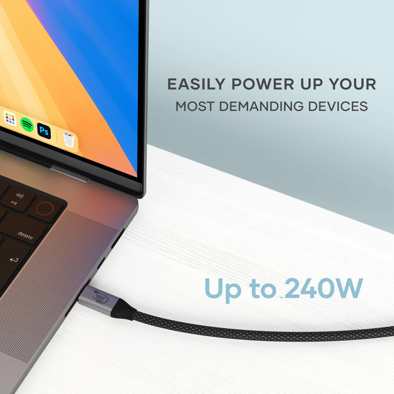 Satechi USB4 V2 Pro Cable, USB C Cable 1.2m/ 3.9ft, up to 120Gbps Data Transfer, 240W Power Delivery, 8K Display, Thunderbolt 5/4/3 Compatible, for MacBook, Windows and More