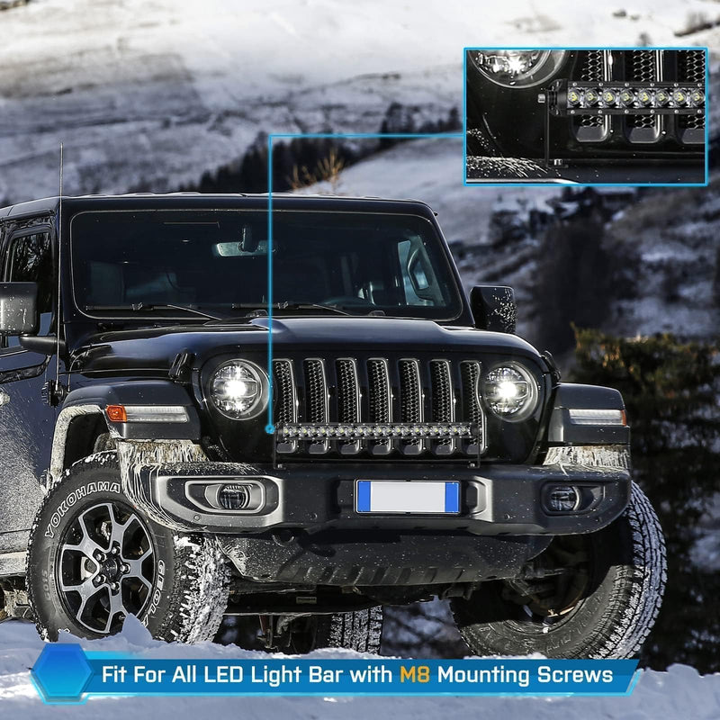 Light Bar Mounting Brackets 2 Pack Universal LED Light Bar Mounts for Single Row Straight/Curved Lights Bracket Side-Mounted L-Shape for Pickup Truck Wrangler ATV UTV Black For M8 Single Row