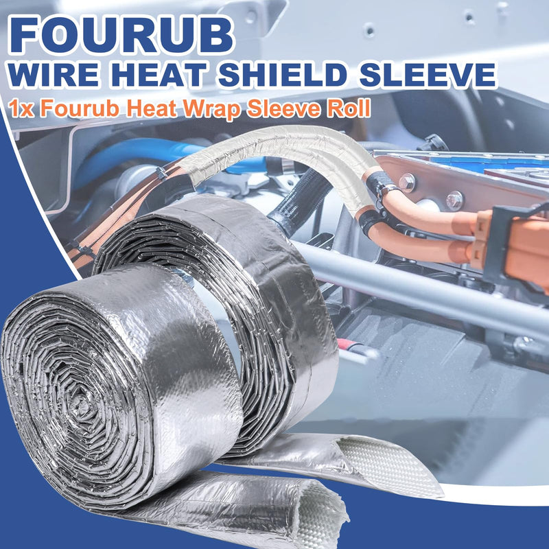 Automotive Aluminum Heat Shield Sleeve Wrap Wire Up to 485 °F, Cable Heat Shield Fire Sleeve Heat Resistance Silver Inner Diameter (1/2" 12Ft) 1/2" 12Ft