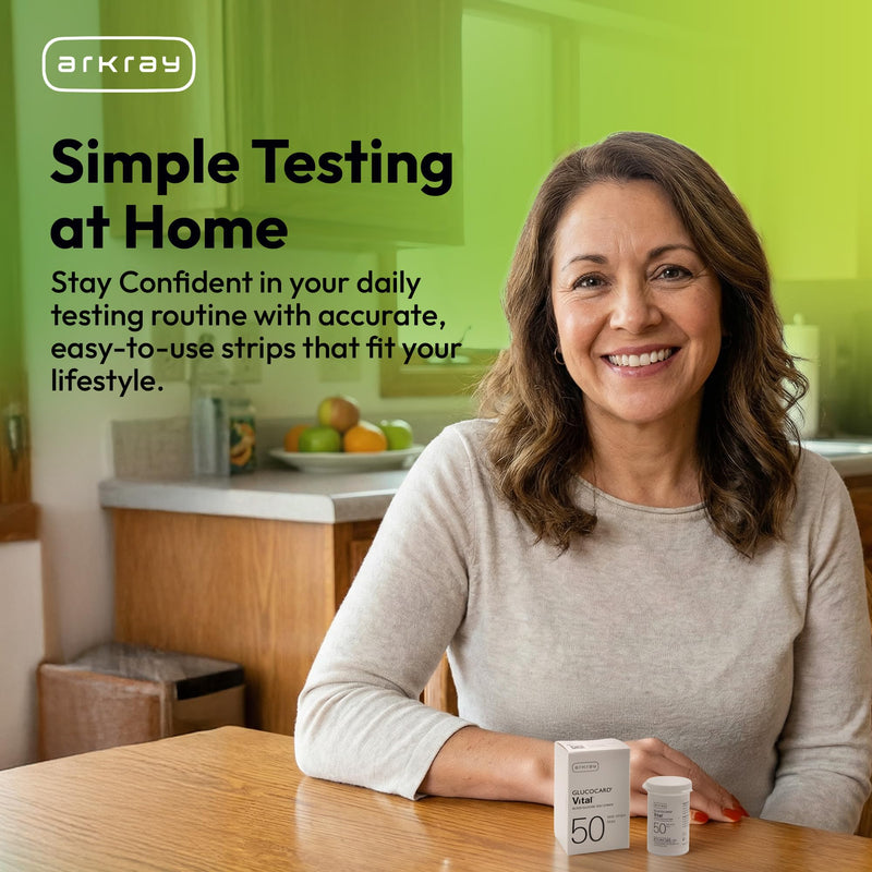 ARKRAY GLUCOCARD Vital Blood Glucose Test Strips – No Coding Required, Fast 7-Second Results, 0.5 Microliter Sample Size – Compatible with GLUCOCARD Vital Blood Glucose Meter, 50 Count