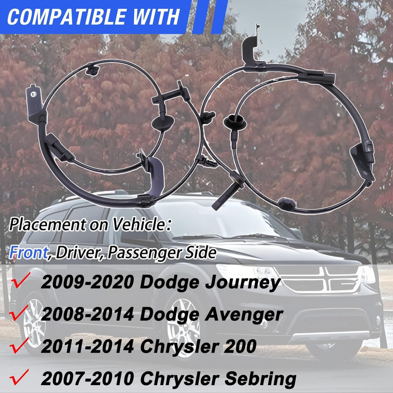 ABS Wheel Speed Sensor Front Left Right Compatible with 2009-2020 Dodge Journey 08-14 Dodge Avenger 07-10 Chrysler Sebring 200# ALS2408 ALS2410
