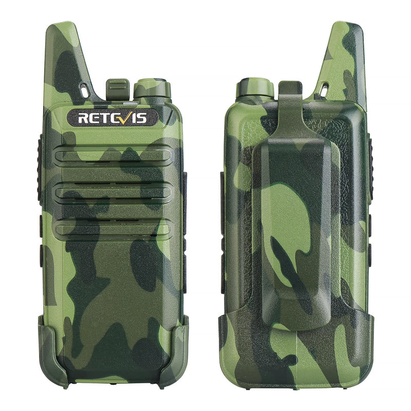 Retevis RT22 Walkie Talkies for Adults, Two Way Radio Long Range Rechargeable, Portable Two-Way Radios, Mini, VOX Handsfree, for Kids Family Camping Hiking Road Trip Adventure (2 Pack, Camouflage)