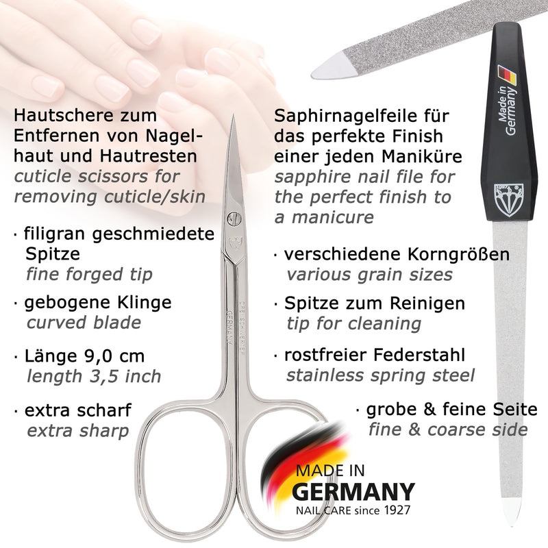 3 Swords Germany - brand quality 5 piece manicure pedicure grooming kit set for professional finger & toe nail care scissors clipper genuine leather black case in gift box, Made in Germany BLACK - GENUINE LEATHER