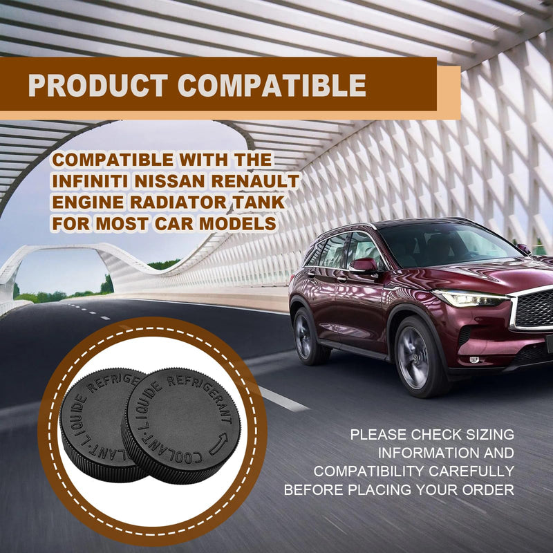 2PCS Engine Radiator Coolant Water Tank Black Reservoir Cap, Compatible with Infiniti Nissan Renault, OEM# 21712-79900