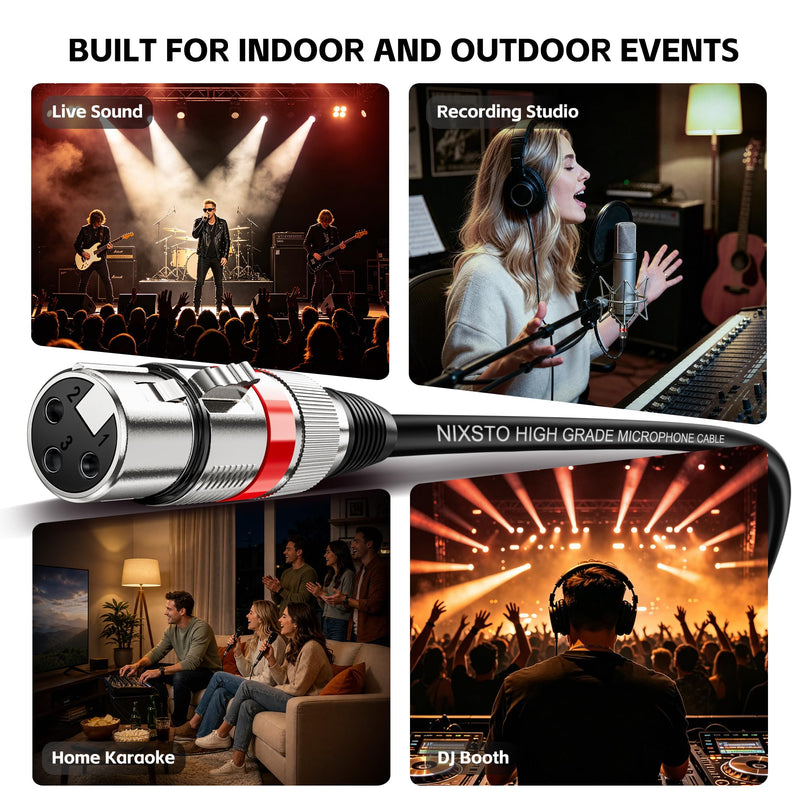 XLR Cables 3FT 6FT 10FT 15FT 25FT 50FT 100FT, Shielded Microphone Cable | All Copper Conductors Mic Cord for Studio Recording, Live Sound & Performance, Home Karaoke and Podcasting- 1.5ft