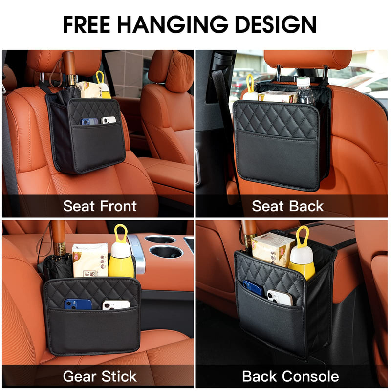 Car Seat Back Hanging Bag Car Document Holder Multi-Pocket Bottle Bag Storage Box Organizer Travel Tidy Pouch Pocket Kids Black A