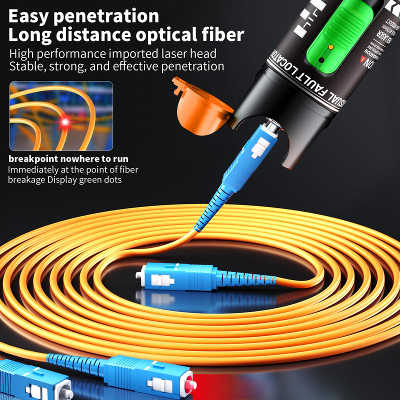 Visual Fault Locator 30KM - VFL Fiber Optic Tester Kit Include Single Mode 9/125um FC Male to LC Female Adapter, Fiber Optic Lights for Network Cable (Battery not Included) 30km-Battery Not Included