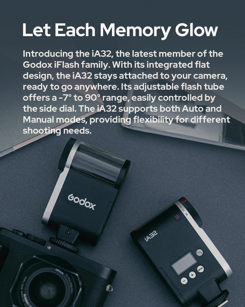 Godox iA32 iFlash Camera Flash,Auto and Manual Modes, Lightweight Portability Single-Contact Hot Shoe Flashes