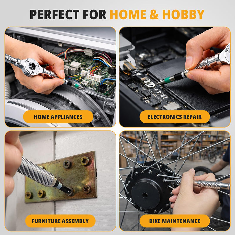 ViviDreamore 100 in1 Magnetic Ratcheting Screwdriver Set, 94 S2 Steel Bits, Storage Case for Computer, Drone, Furniture, Bicycle & DIY, Black