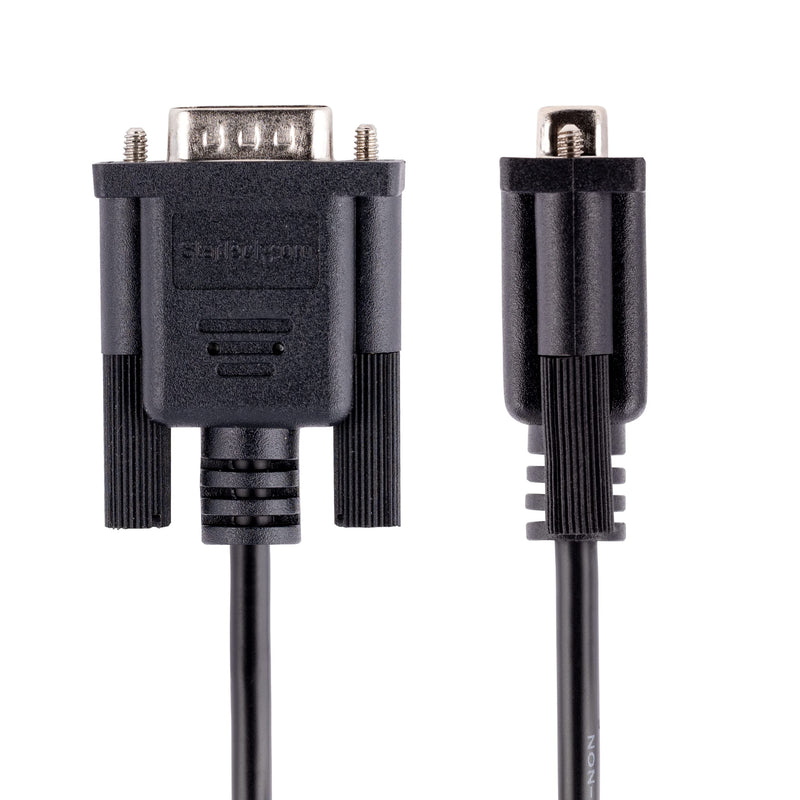 StarTech.com 3m RS232 Serial Null Modem Cable, Crossover Serial Cable w/Al-Mylar Shielding, DB9 Serial COM Port Cable Female to Male, Compatible w/DTE Devices, Black, F/M (9FMNM-3M-RS232-CABLE)