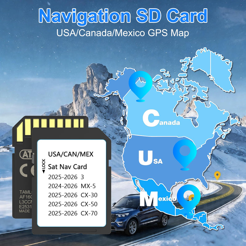 2025-2026 Latest Navigation SD Card - KR9D66EZ1B, Compatible with Mazda 2025 2026 CX-50/3/CX-30/CX-70, 2024-2026 MX-5, Mazda SD Navigation Card for USA Canada Mexico Offline Maps
