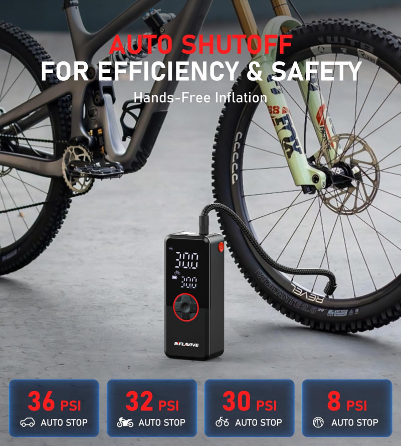 Tire Inflator Portable Air Compressor,150PSI Faster Inflation Cordless Tire Air Pump with Digital Gauge,Auto Shut-Off,LED Light,Electric Air Pump for Car Tires,SUV, Motorcycle, Bike, Balls Red