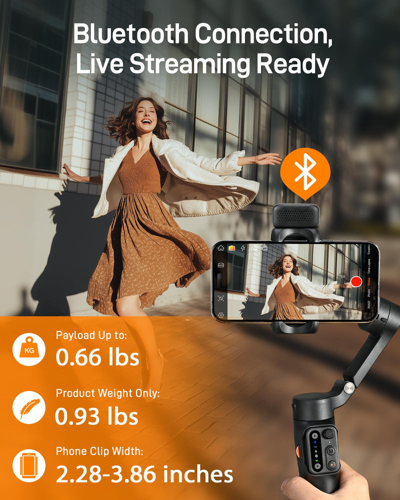 hohem iSteady X3 3-Axis Gimbal Stabilizer for iPhone & Android, Black | Detachable Remote, iSteady 8.0 Anti-Shake, Tripod & Extendable Rod, Magnetic Fill Light, AI Tracking, Foldable 0.93lb Design iSteady X3 Black