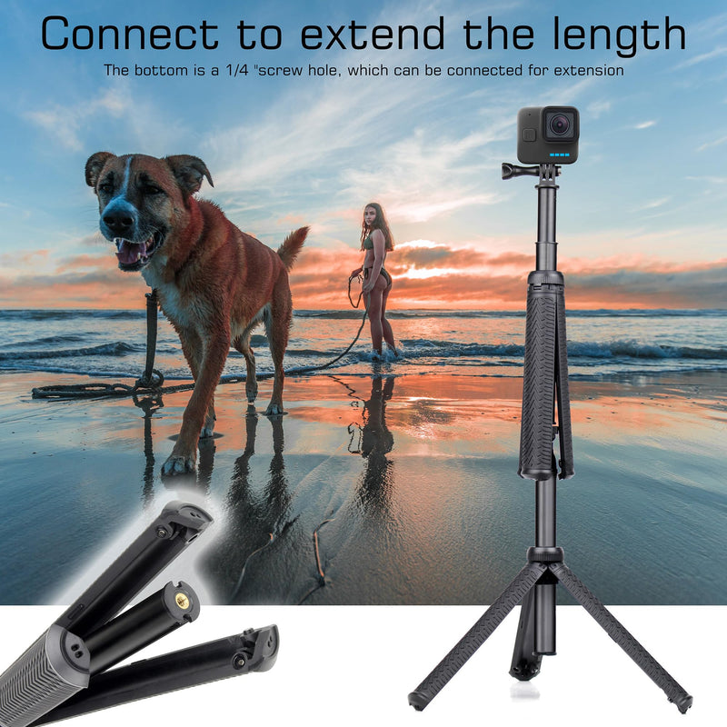  [AUSTRALIA] - 34''Waterproof Selfie Stick Underwater Tripod Pole Monopod for Phone GoPro Hero 12 11 10 9 8 7 6 5 4, Fusion, AKASO,SJCAM,DJI Action Digital Cameras(3-in-1: Hand Grip,Selfie Stick,Tripod Stand) 34''Extendable Tripod